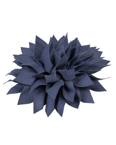 Peony flower brooch 14cm navy blue