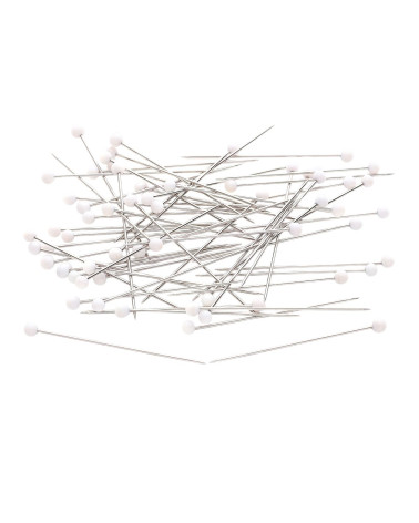 Box of 100 colored glass head pins 38mm white