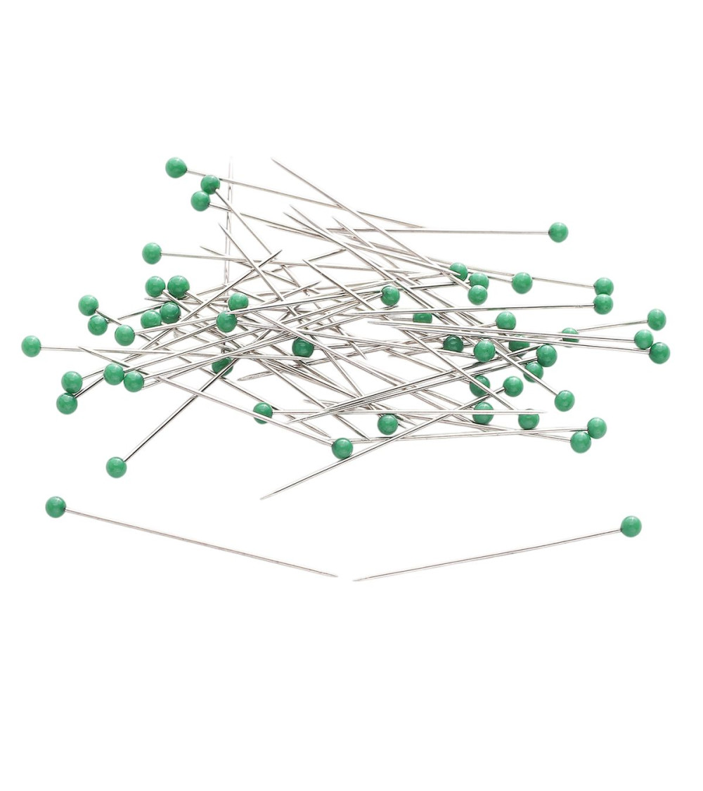 Scatola da 100 spilli con testa in vetro colorato 38 mm Verde Normandia