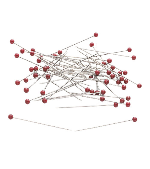 Box of 100 glass head pins 38mm havana brown