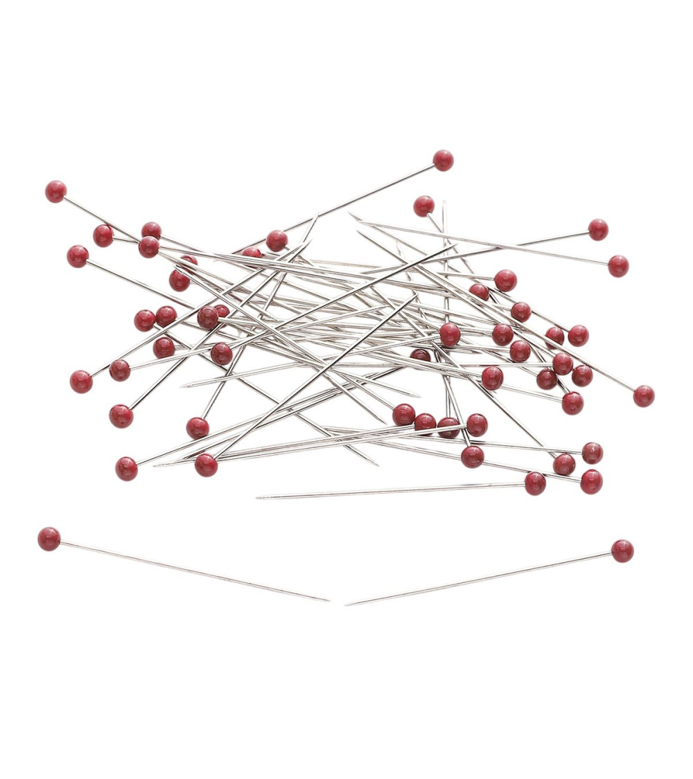 Box of 100 glass head pins 38mm havana brown