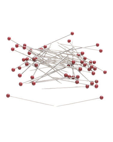 Box of 100 glass head pins 38mm havana brown