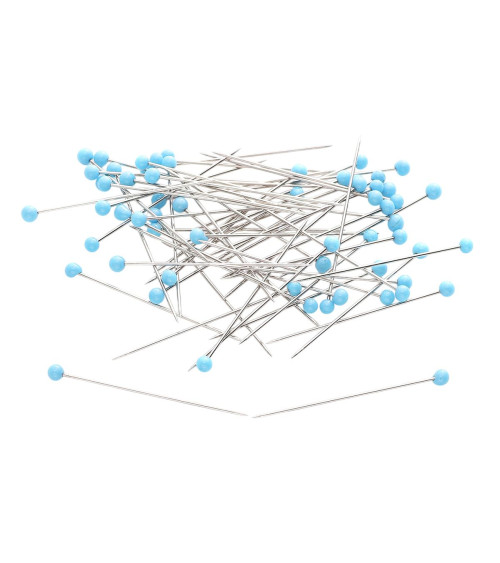 Box of 100 glass head pins 38mm turquoise color