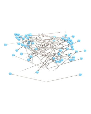 Box of 100 glass head pins 38mm turquoise color