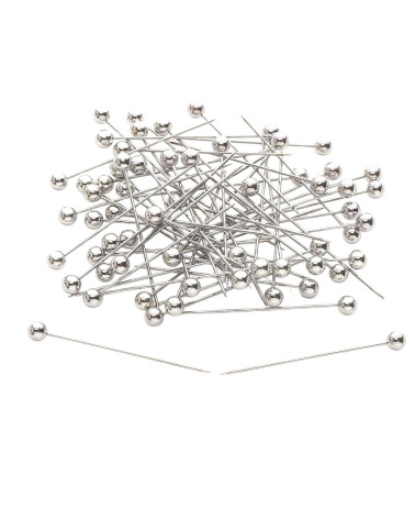 Schachtel mit 100 ABS-Pins, 38 mm, silberfarben