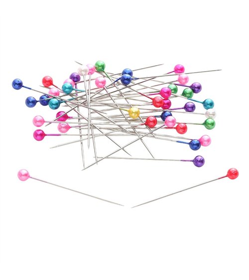 Boîte de 100 épingles tête perlée 40mm multicolore