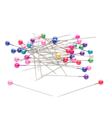 Box of 100 pearl head pins 40mm multi-colored