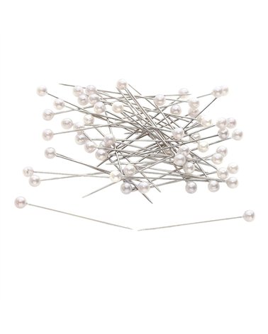 Boîte de 100 épingles tête perlée 40mm blanc