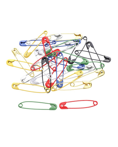 Box of 120 safety pins 32mm multicolor