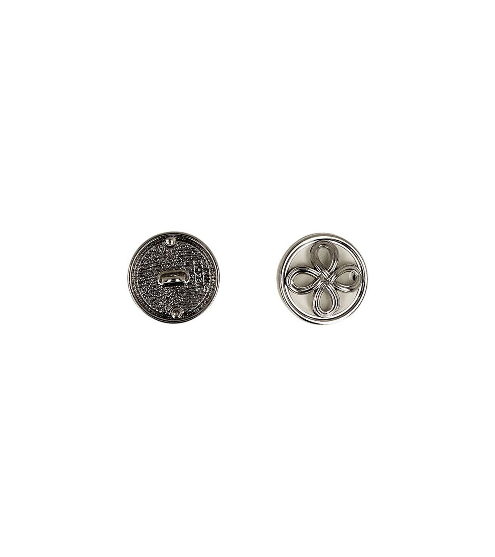 Silver flower metal button