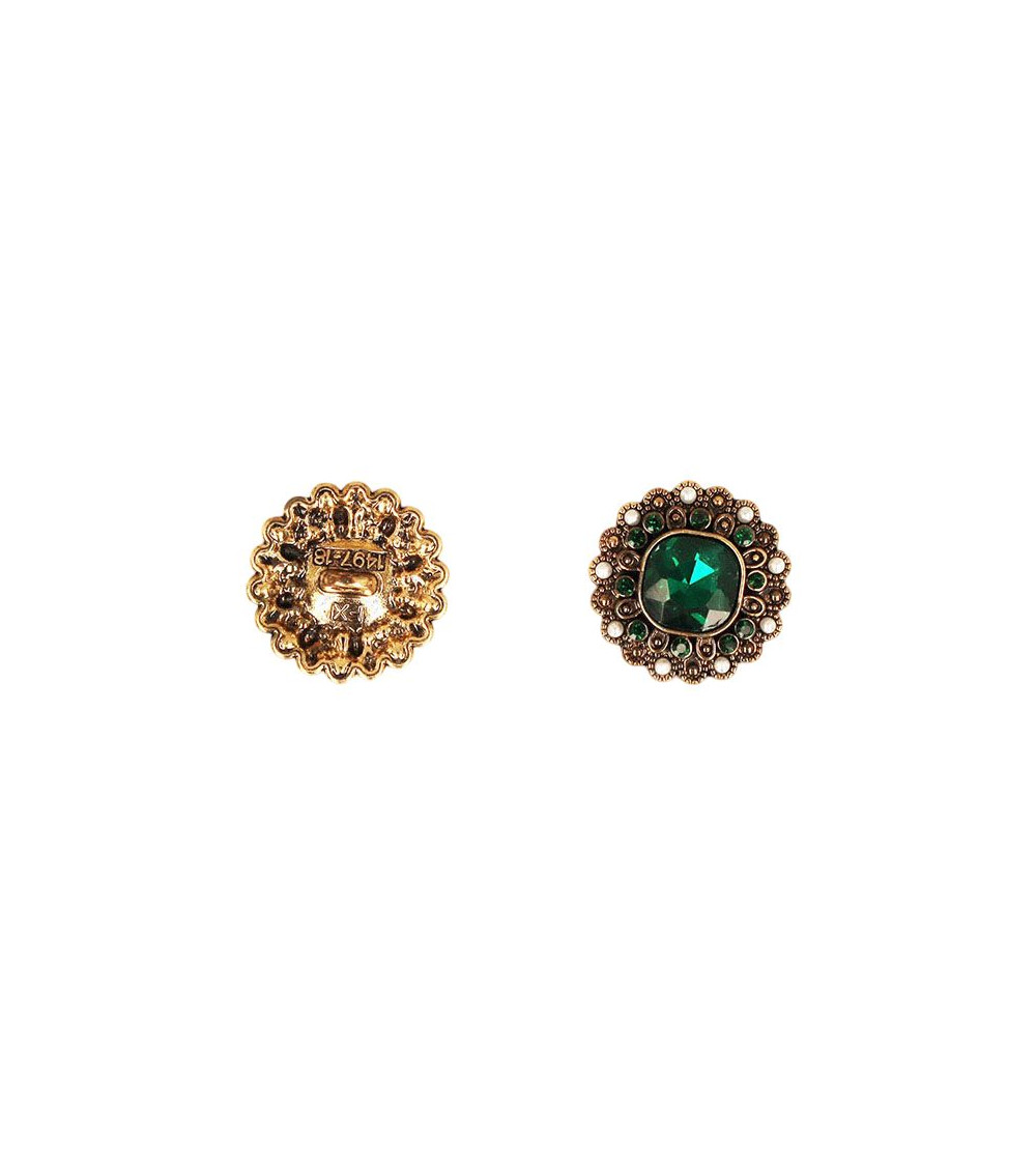 Fir green rhinestone button