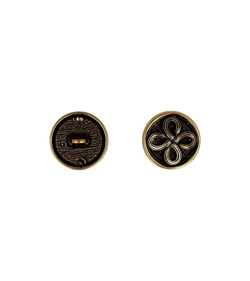 Lot de 3 boutons métal fleur or antique
