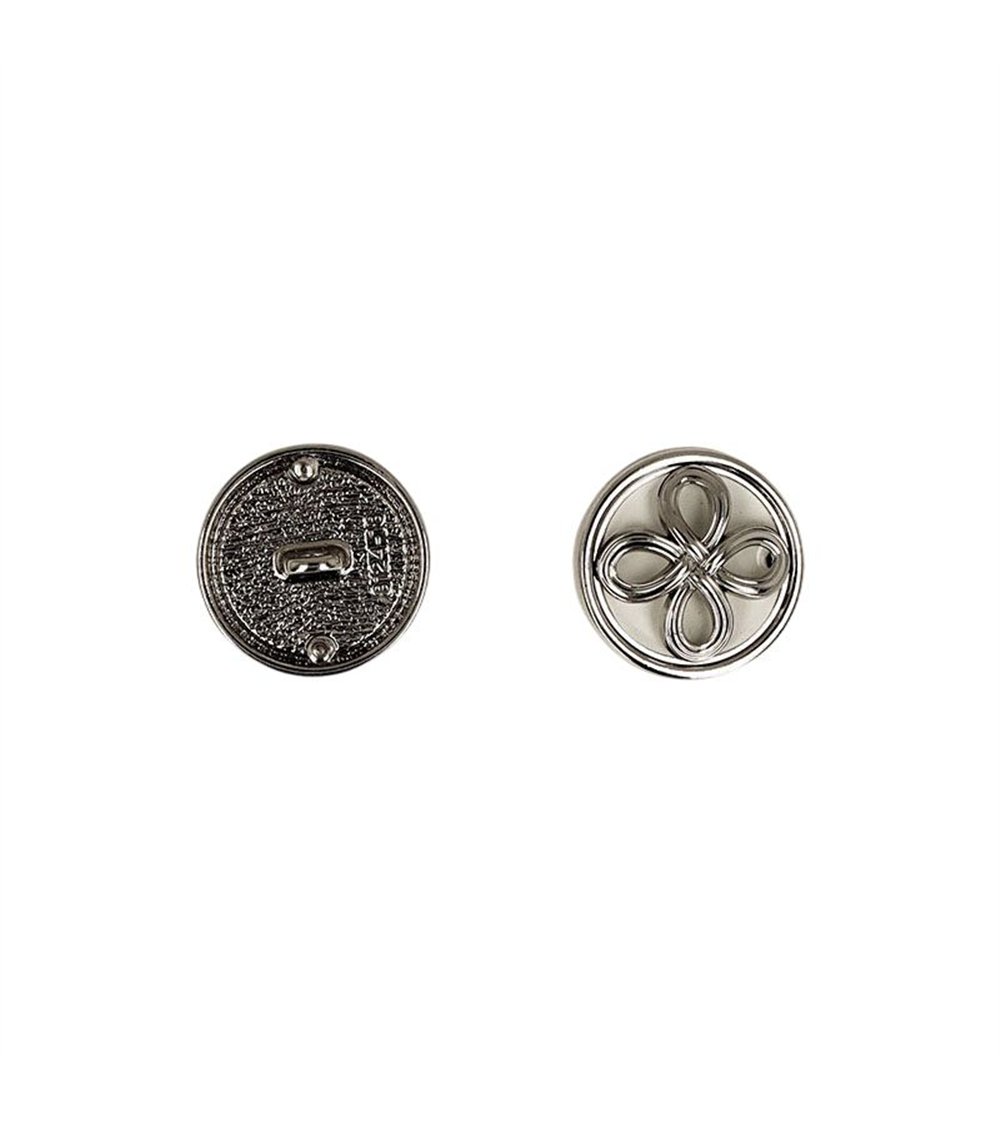 Lot de 3 boutons métal fleur argent