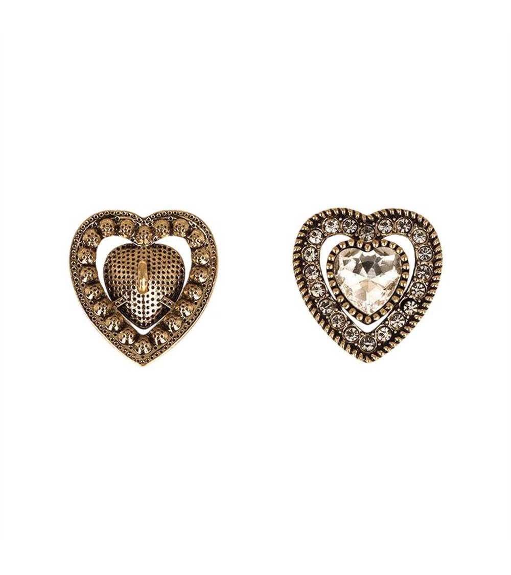 Lot de 3 boutons coeur strass blanc