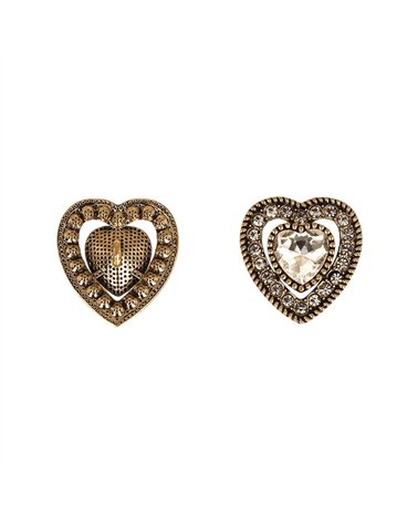 Lot de 3 boutons coeur strass blanc