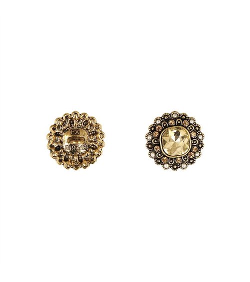 Lot de 3 boutons strass or