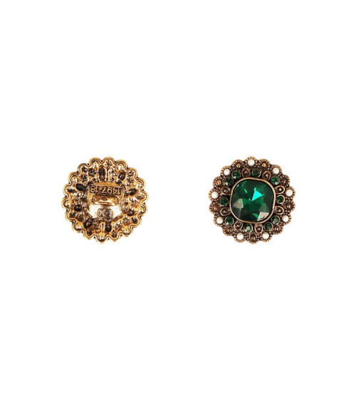 Conjunto de 3 botones de strass verde pino