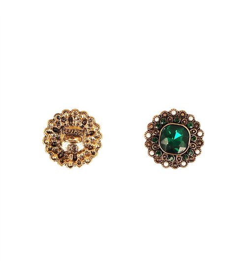 Lot de 3 boutons strass vert sapin