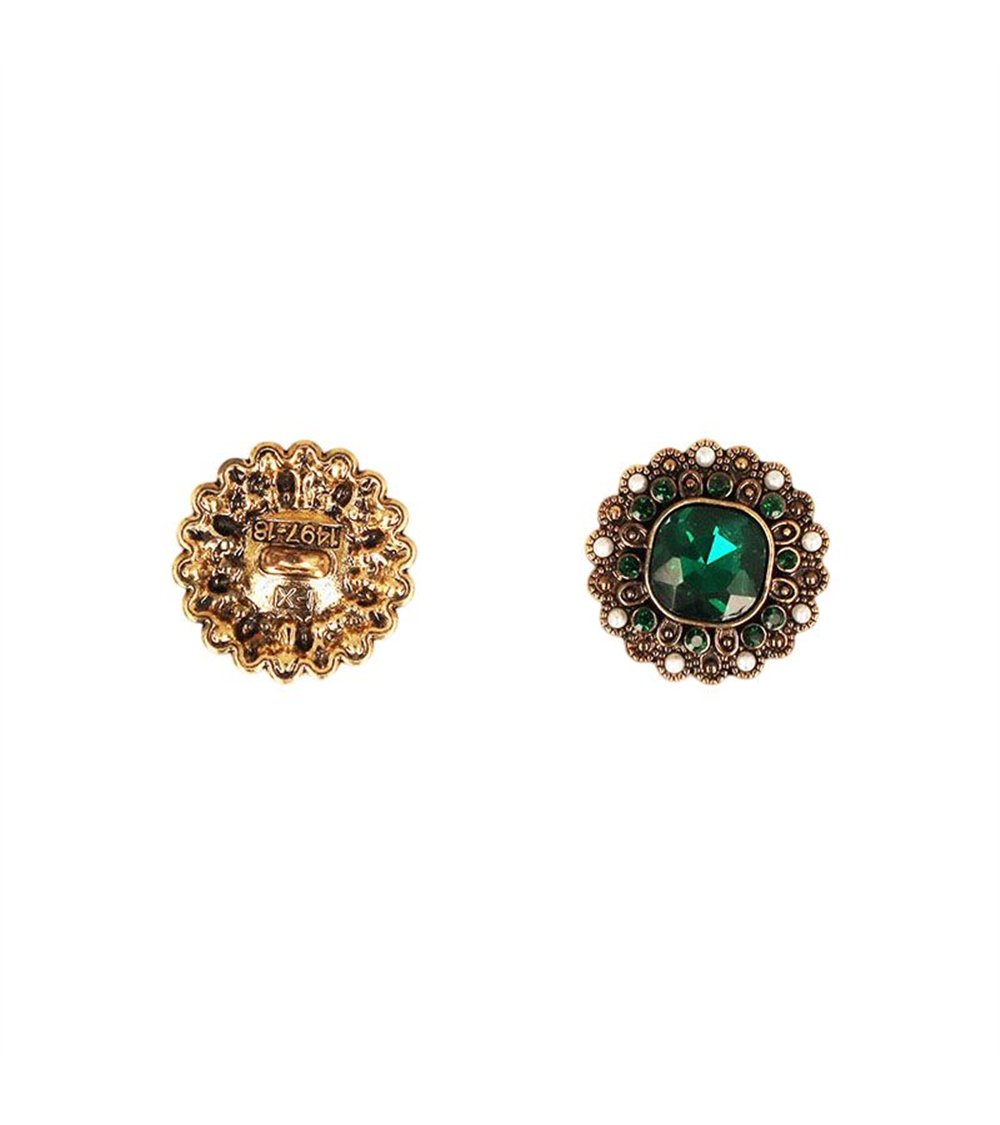 Lot de 3 boutons strass vert sapin