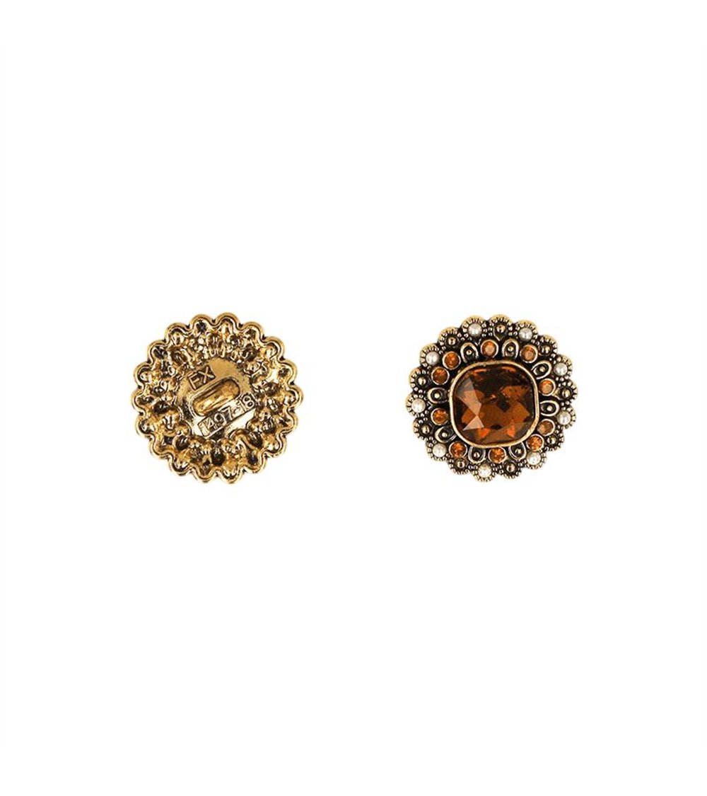 Lot de 3 boutons strass rouille
