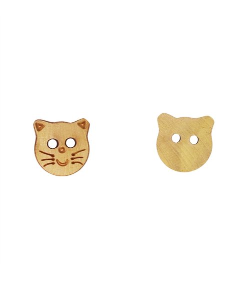 Lot de 3 boutons bois enfants chat