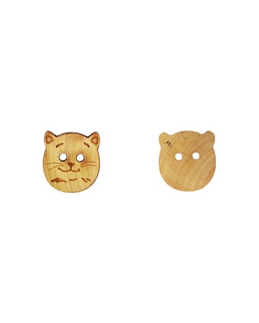 Lot de 3 boutons bois enfants chat