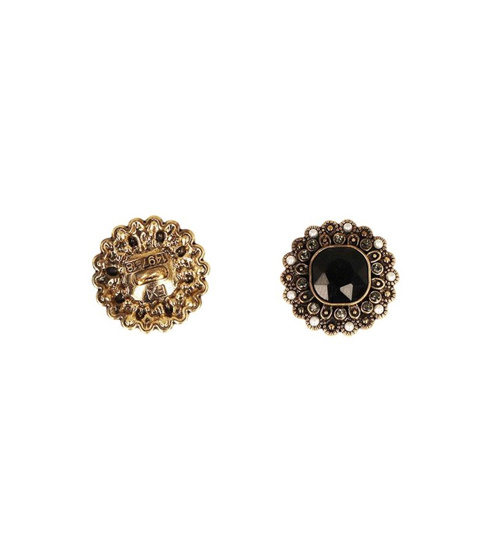 Lot de 6 boutons strass noir