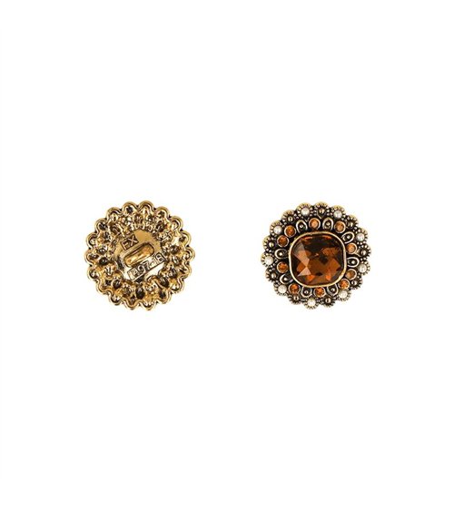 Lot de 6 boutons strass rouille