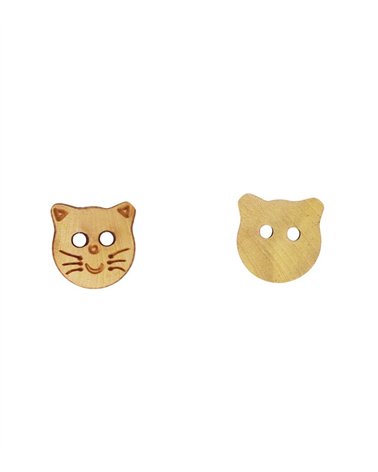 Bouton bois enfants chat