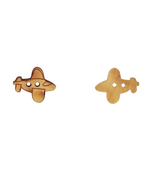 Bouton bois enfants avion