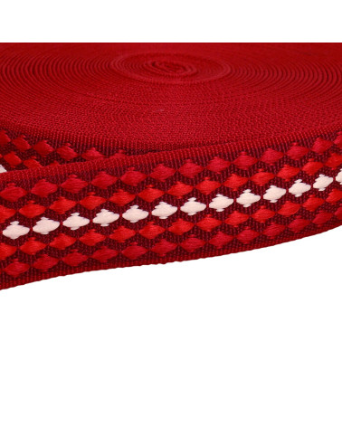 Bobina de 14,5 m de cinta de diamantes multicolor de 38 mm roja