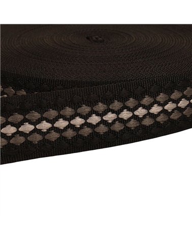 Bobine 14,5m sangle losanges multicolores 38mm noir