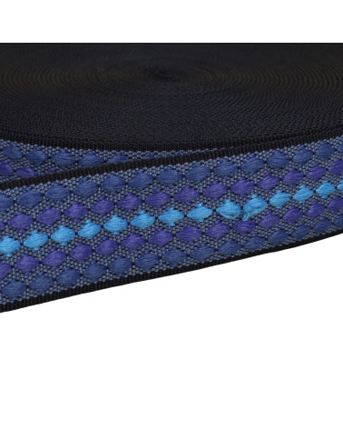 Bobina da 14,5 m di fettuccia a rombi multicolori da 38 mm blu reale