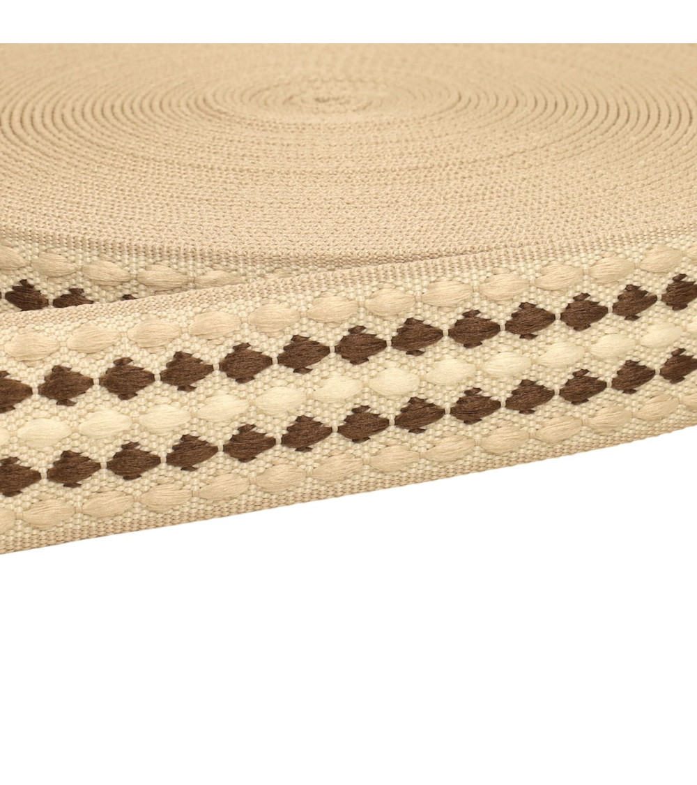 Bobina da 14,5 m di cinturino con diamanti multicolori da 38 mm beige