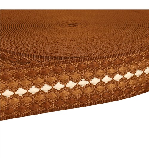 Bobine 14,5m sangle losanges multicolores 38mm beige foncé