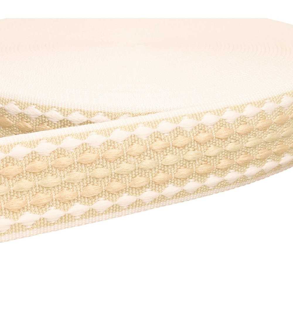 14,5-m-Spule mit mehrfarbigem Diamantarmband, 38 mm, Ecru