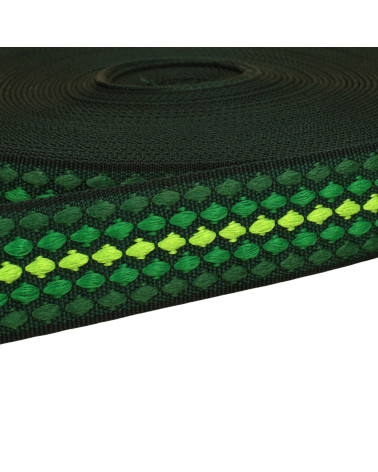 Bobina de 14,5 m de cinta de diamantes multicolor 38 mm verde caqui