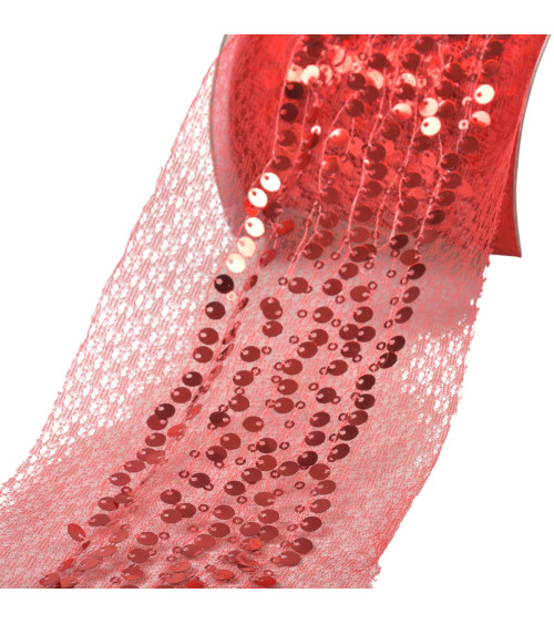 10 m Spule mit paillettenbesticktem Zopf, 95 mm, rot