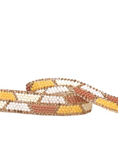 Bobine 10m galon perles thermocollant 15mm moutarde