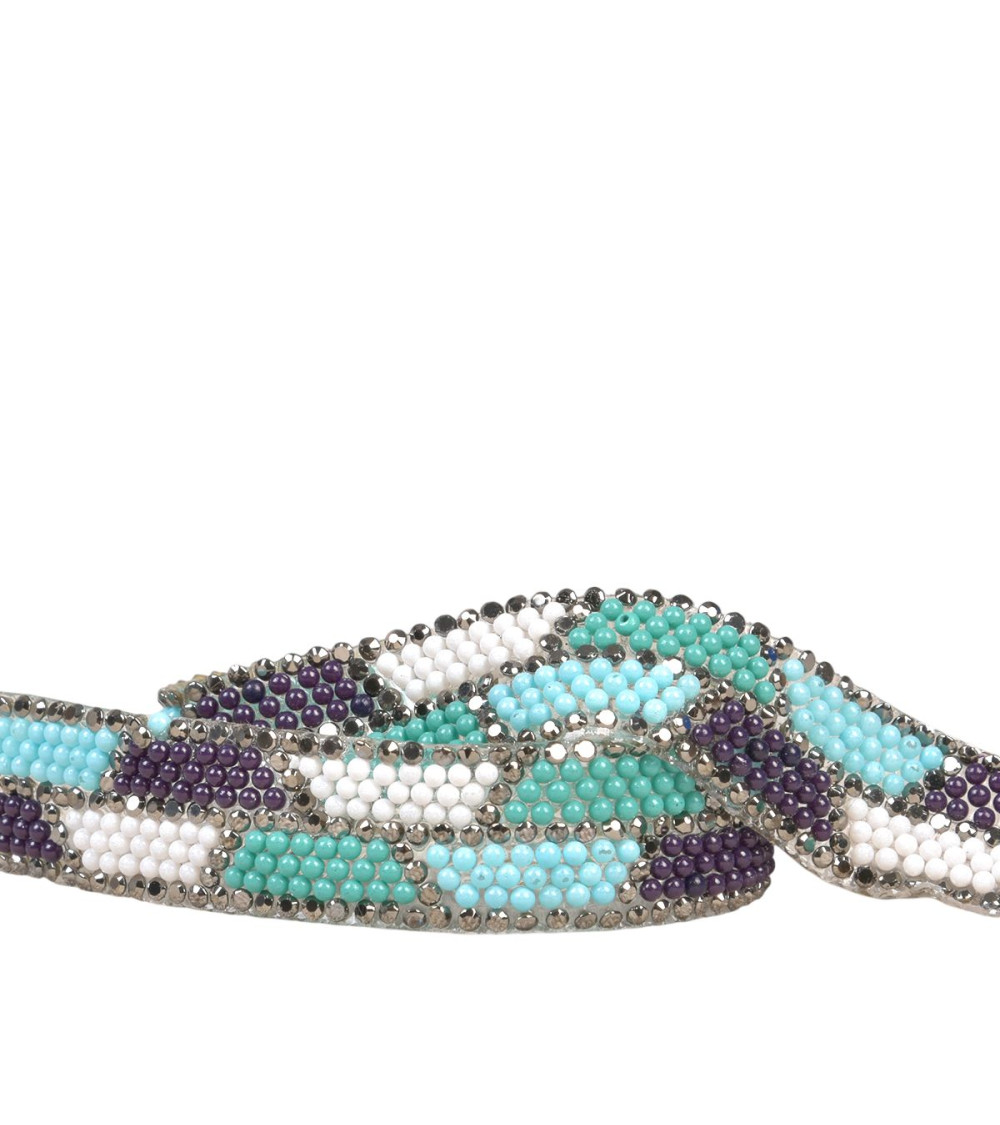 Bobina da 10 m di treccia termoadesiva di perline da 15 mm verde kaki chiaro