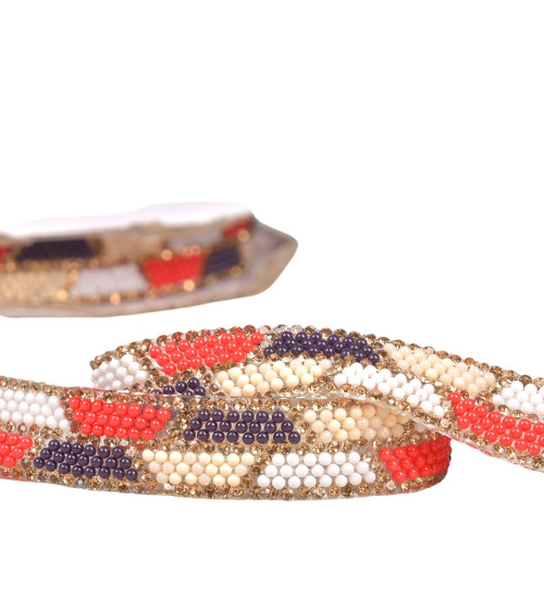 Bobina di treccia termoadesiva da 10 m di perline da 15 mm nero/argento