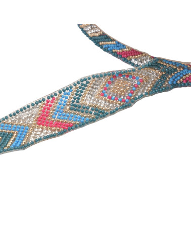 10m spool of ethnic iron-on bead braid 25mm royal blue