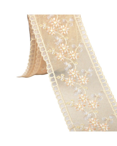 13.7m spool of flower embroidered braid 45mm gold yellow