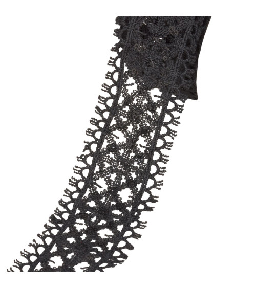 13.7m spool of embroidered sequin braid 40mm black