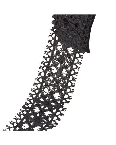Bobine 13,7m galon brodé paillettes 40mm noir