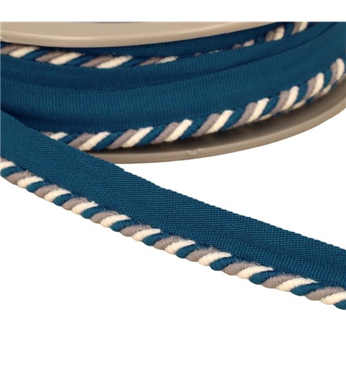 Bobine 15m dépassant/passepoil cordon 4mm (pied 10mm) 4mm bleu canard