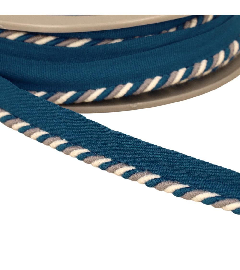 Bobina da 15 m sporgente/cordone da 4 mm (piede 10 mm) 4 mm blu anatra