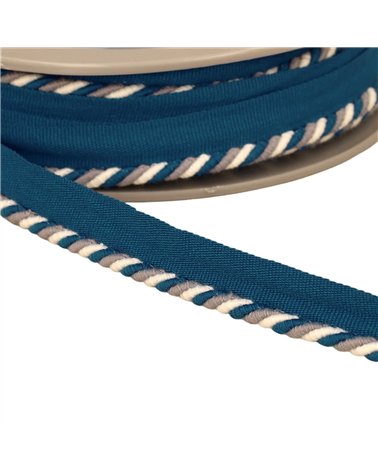 Bobine 15m dépassant/passepoil cordon 4mm (pied 10mm) 4mm bleu canard