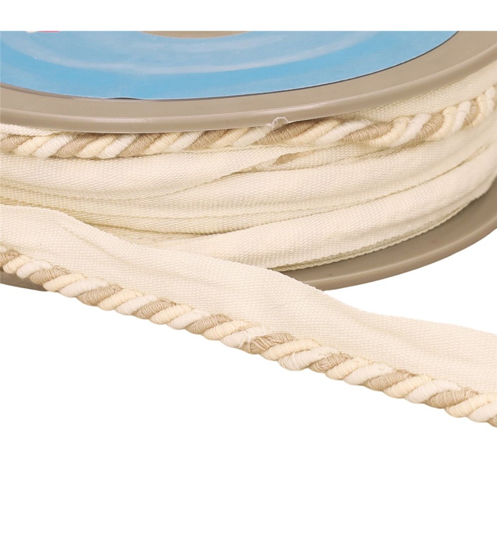 Bobine 15m dépassant/passepoil cordon 4mm (pied 10mm) 4mm beige/écru