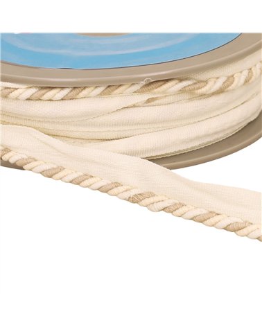Bobine 15m dépassant/passepoil cordon 4mm (pied 10mm) 4mm beige/écru